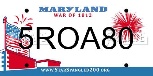 5ROA80 Maryland License Plate
