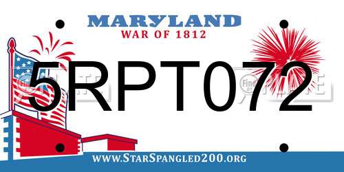 5RPT072 Maryland License Plate