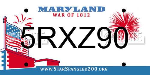 5RXZ90 Maryland License Plate