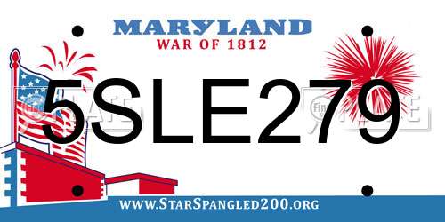 5SLE279 Maryland License Plate
