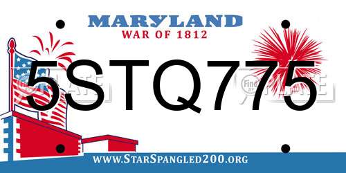 5STQ775 Maryland License Plate