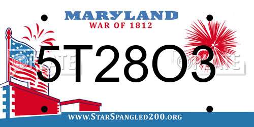 5T28O3 Maryland License Plate