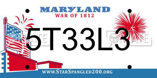 5T33L3 Maryland License Plate