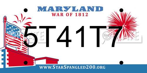 5T41T7 Maryland License Plate