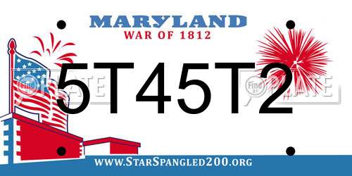 5T45T2 Maryland License Plate