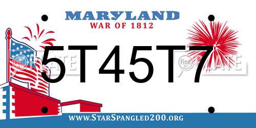 5T45T7 Maryland License Plate