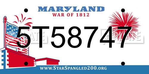 5T58747 Maryland License Plate