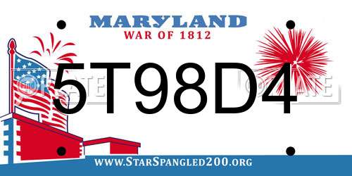 5T98D4 Maryland License Plate