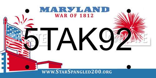 5TAK92 Maryland License Plate
