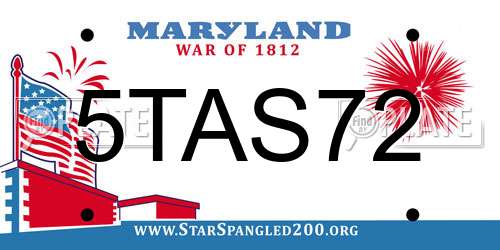5TAS72 Maryland License Plate