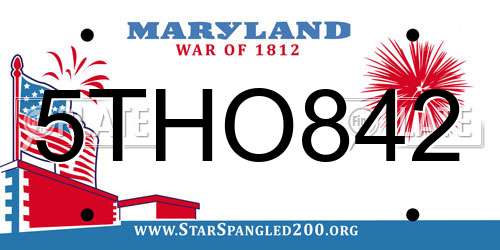 5THO842 Maryland License Plate