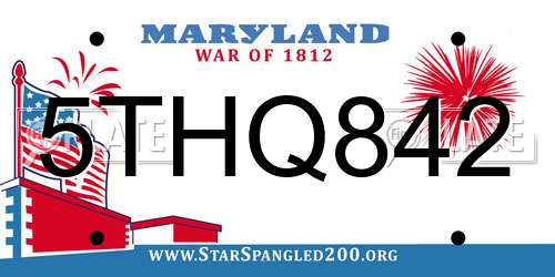 5THQ842 Maryland License Plate