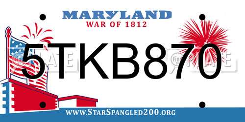 5TKB870 Maryland License Plate