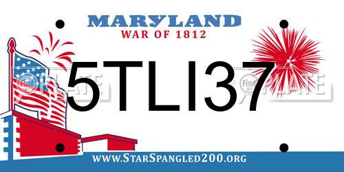 5TLI37 Maryland License Plate
