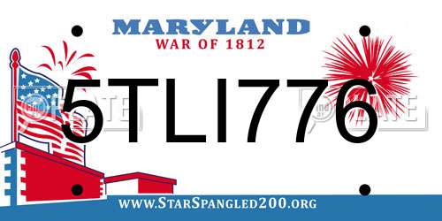 5TLI776 Maryland License Plate