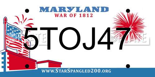 5TOJ47 Maryland License Plate