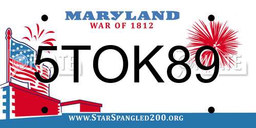 5TOK89 Maryland License Plate