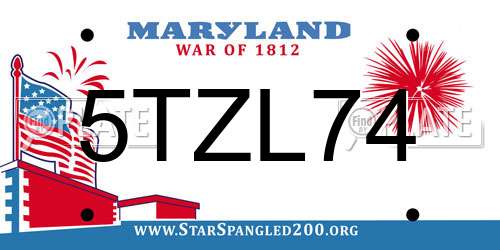 5TZL74 Maryland License Plate