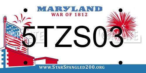 5TZS03 Maryland License Plate