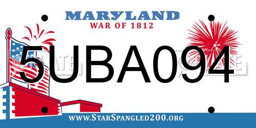 5UBA094 Maryland License Plate