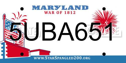 5UBA651 Maryland License Plate