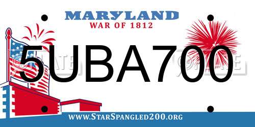 5UBA700 Maryland License Plate