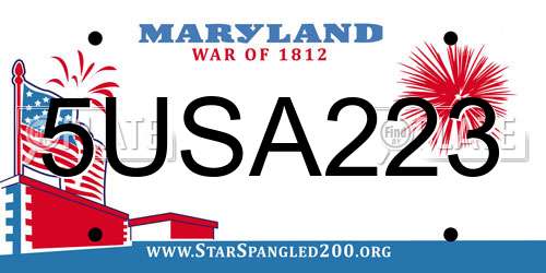5USA223 Maryland License Plate