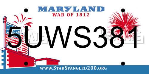 5UWS381 Maryland License Plate