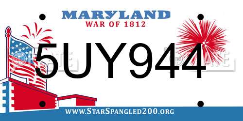 5UY944 Maryland License Plate
