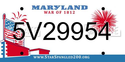 5V29954 Maryland License Plate