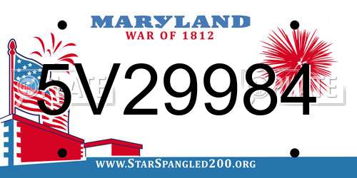 5V29984 Maryland License Plate