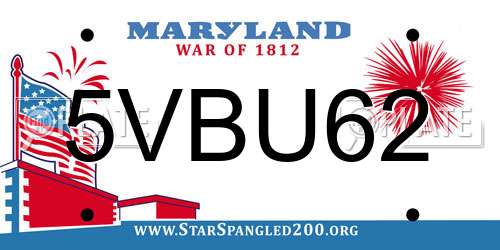 5VBU62 Maryland License Plate
