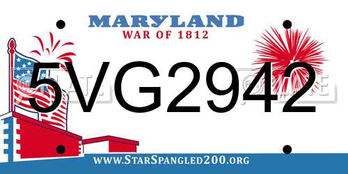 5VG2942 Maryland License Plate