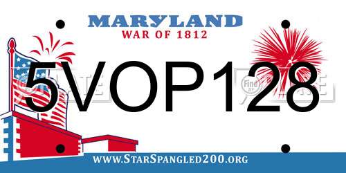 5VOP128 Maryland License Plate