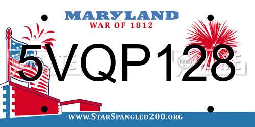 5VQP128 Maryland License Plate