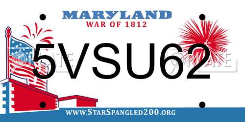 5VSU62 Maryland License Plate