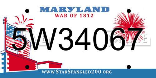 5W34067 Maryland License Plate