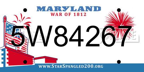 5W84267 Maryland License Plate