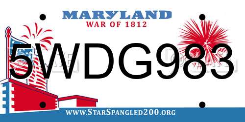 5WDG983 Maryland License Plate