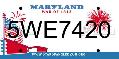 5WE7420 Maryland License Plate