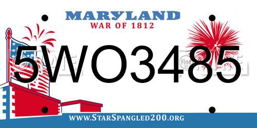 5WO3485 Maryland License Plate