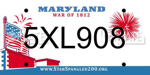 5XL908 Maryland License Plate