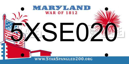 5XSE020 Maryland License Plate