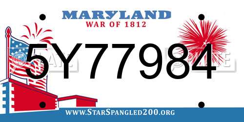 5Y77984 Maryland License Plate