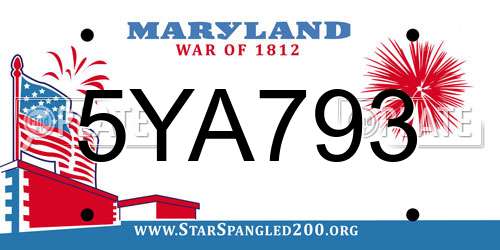 5YA793 Maryland License Plate