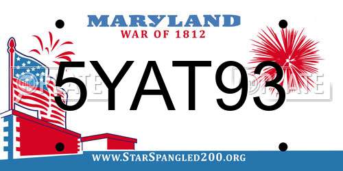 5YAT93 Maryland License Plate