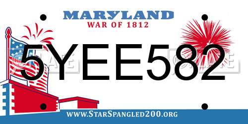 5YEE582 Maryland License Plate