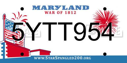 5YTT954 Maryland License Plate