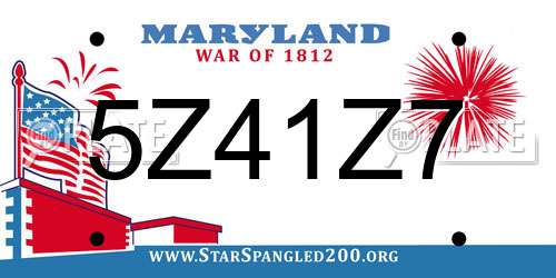 5Z41Z7 Maryland License Plate
