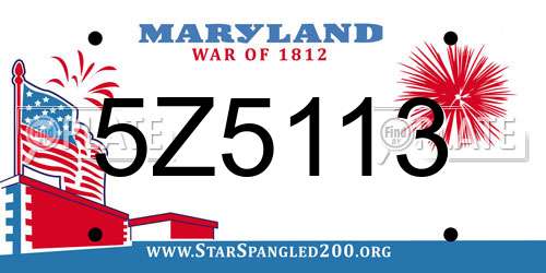 5Z5113 Maryland License Plate